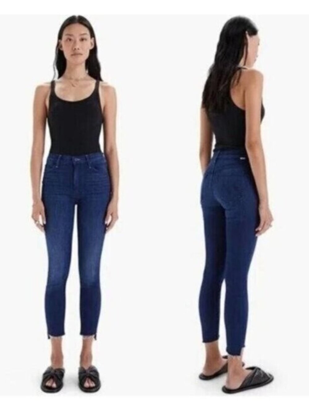 🛍 MOTHER Stunner Zip Ankle Fray Jeans in Cross Your Fingers Size 28